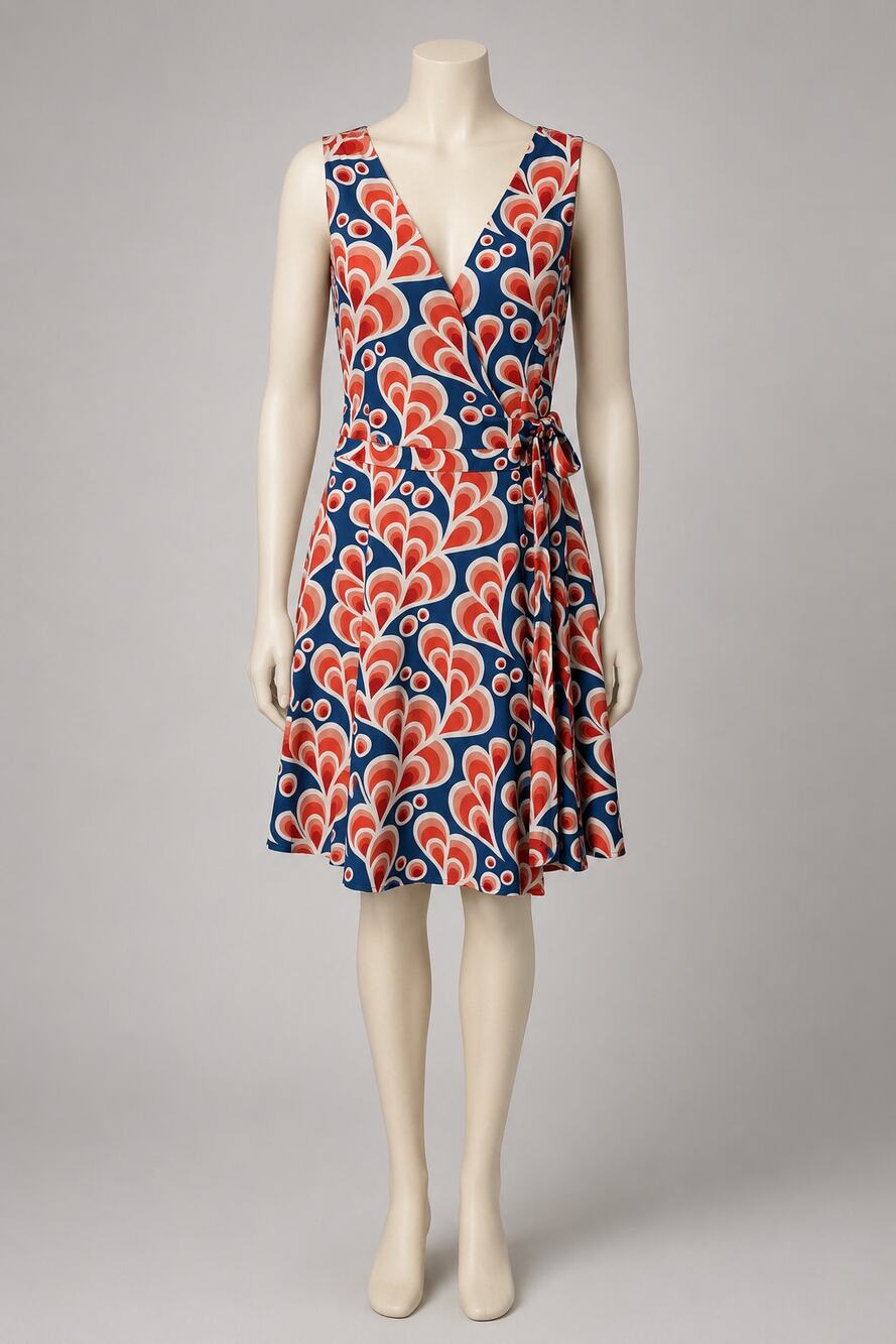 L.A. Soul Sleeveless V Neck Faux Wrap Midi  Dress - Size L